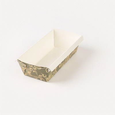 Bake Tek 13 oz Dark Green Vintage Floral Paper Baking Loaf Pan - Greaseproof - 7" x 3 1/4" x 2" - 100 count box