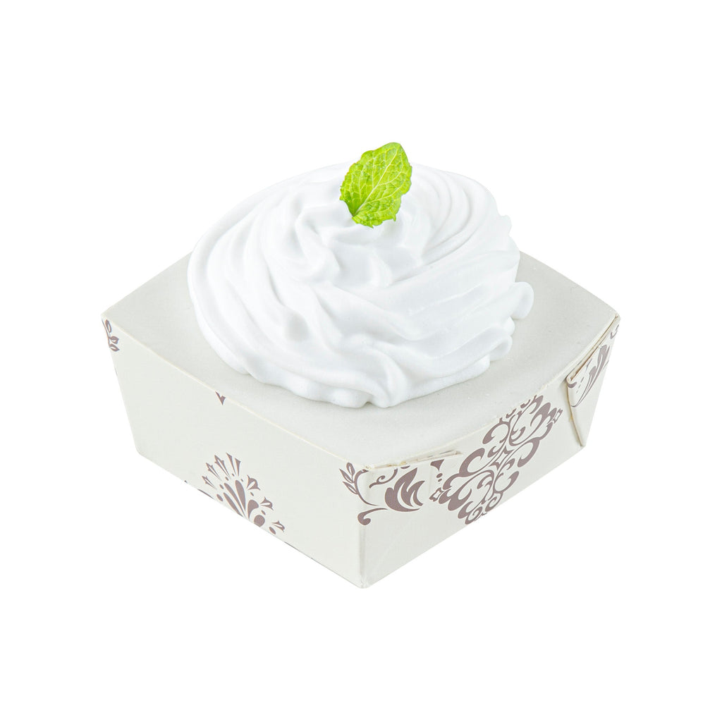 Bake Tek 6 oz Square Vintage Floral Beige Paper Baking Cup - Greaseproof - 3" x 3" x 1 1/2" - 100 count box