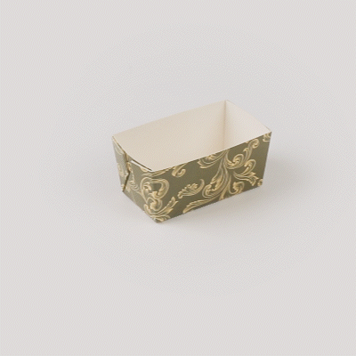 Bake Tek 9 oz Dark Green Vintage Floral Paper Mini Baking Loaf Pan - Greaseproof - 4" x 2 1/4" x 2" - 100 count box
