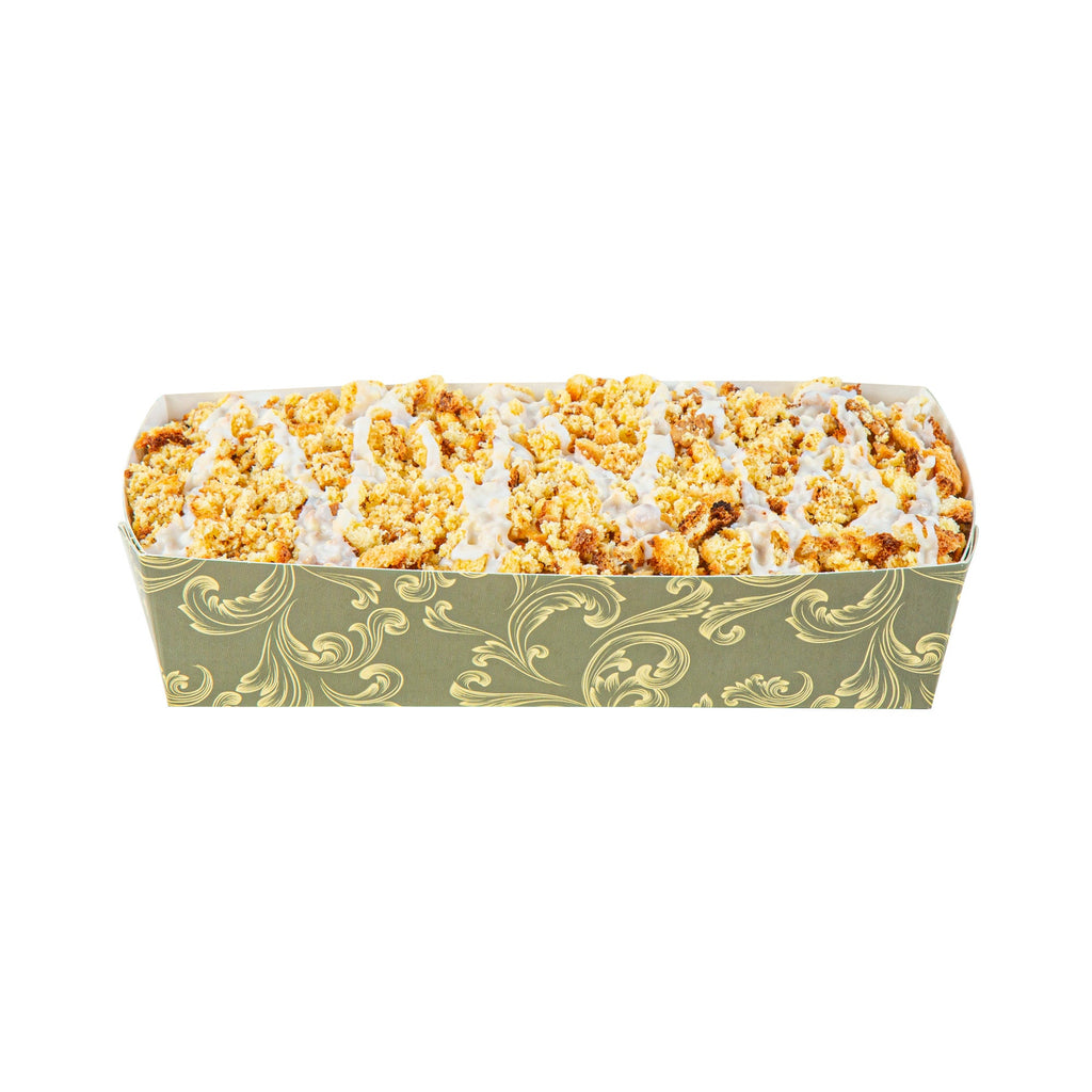 Bake Tek 14 oz Dark Green Vintage Floral Paper Baking Tray - Greaseproof - 7 3/4" x 3 1/2" x 1 3/4" - 100 count box