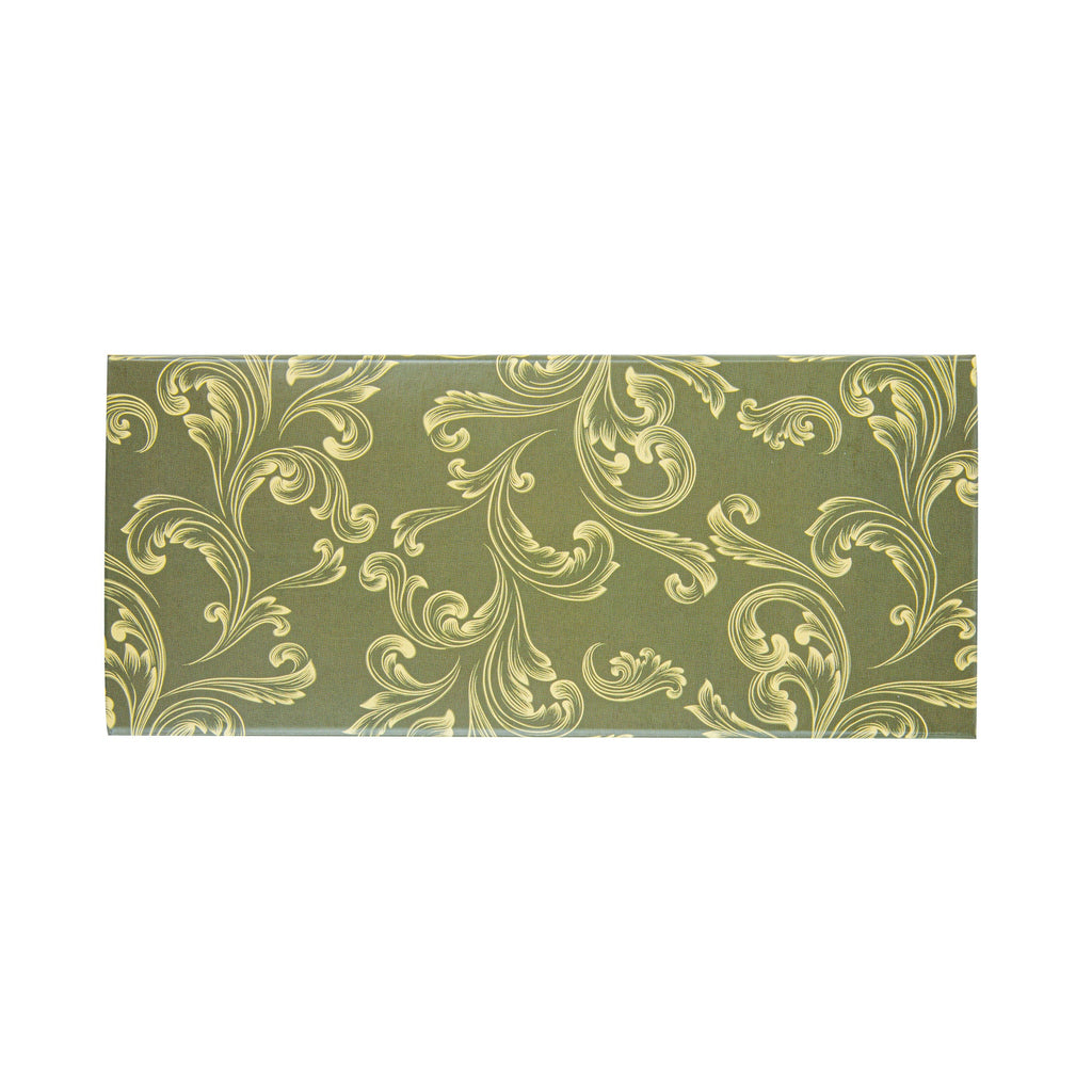 Bake Tek 14 oz Dark Green Vintage Floral Paper Baking Tray - Greaseproof - 7 3/4" x 3 1/2" x 1 3/4" - 100 count box