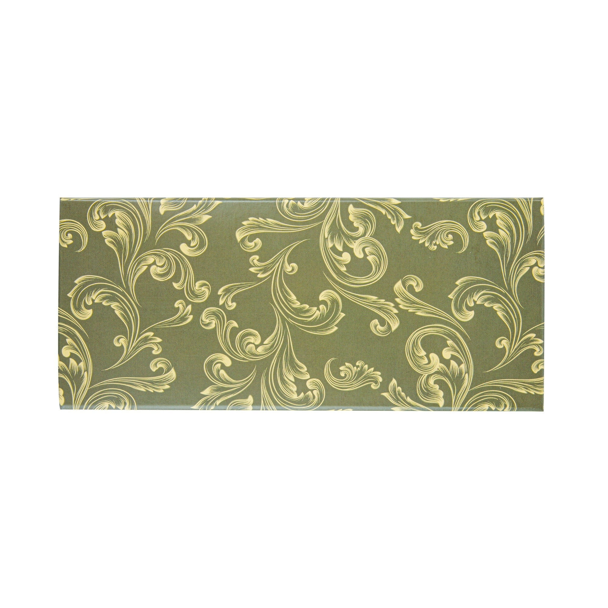 Bake Tek 14 oz Dark Green Vintage Floral Paper Baking Tray - Greaseproof - 7 3/4" x 3 1/2" x 1 3/4" - 100 count box