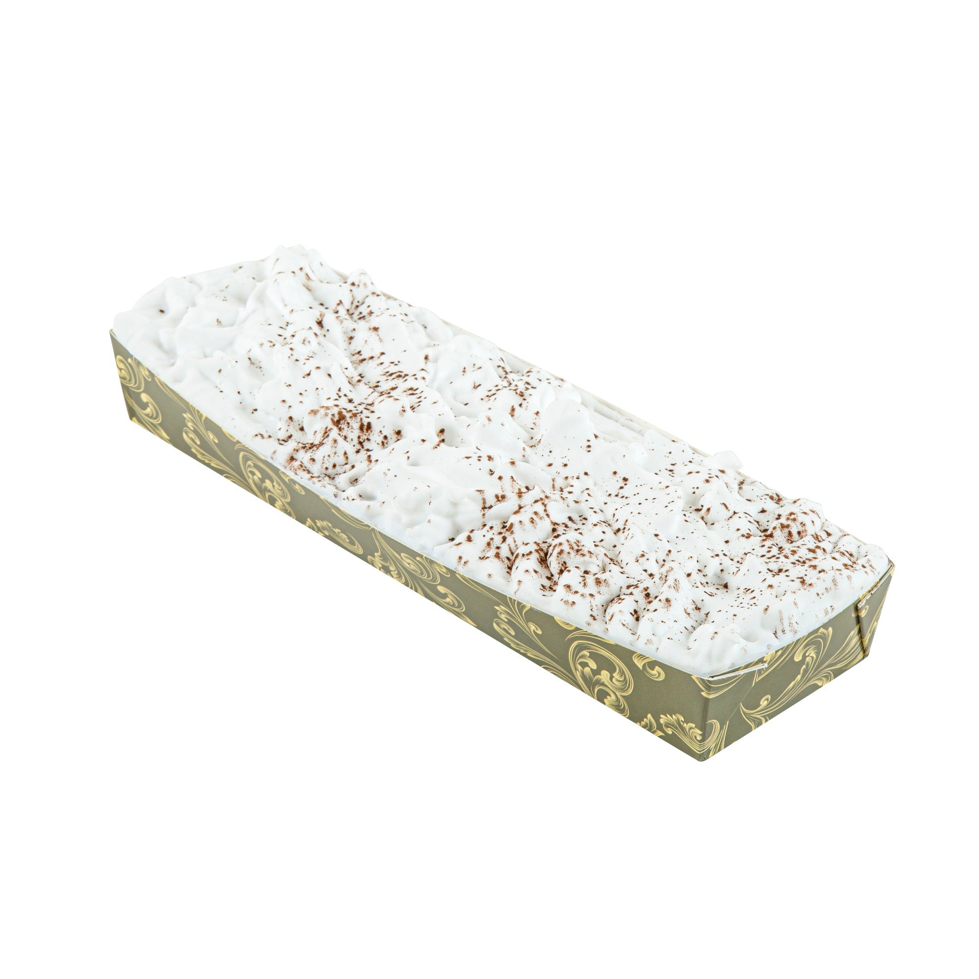 Bake Tek 13 oz Dark Green Vintage Floral Paper Baking Tray - Greaseproof - 10 3/4" x 3 1/4" x 1 1/2" - 100 count box