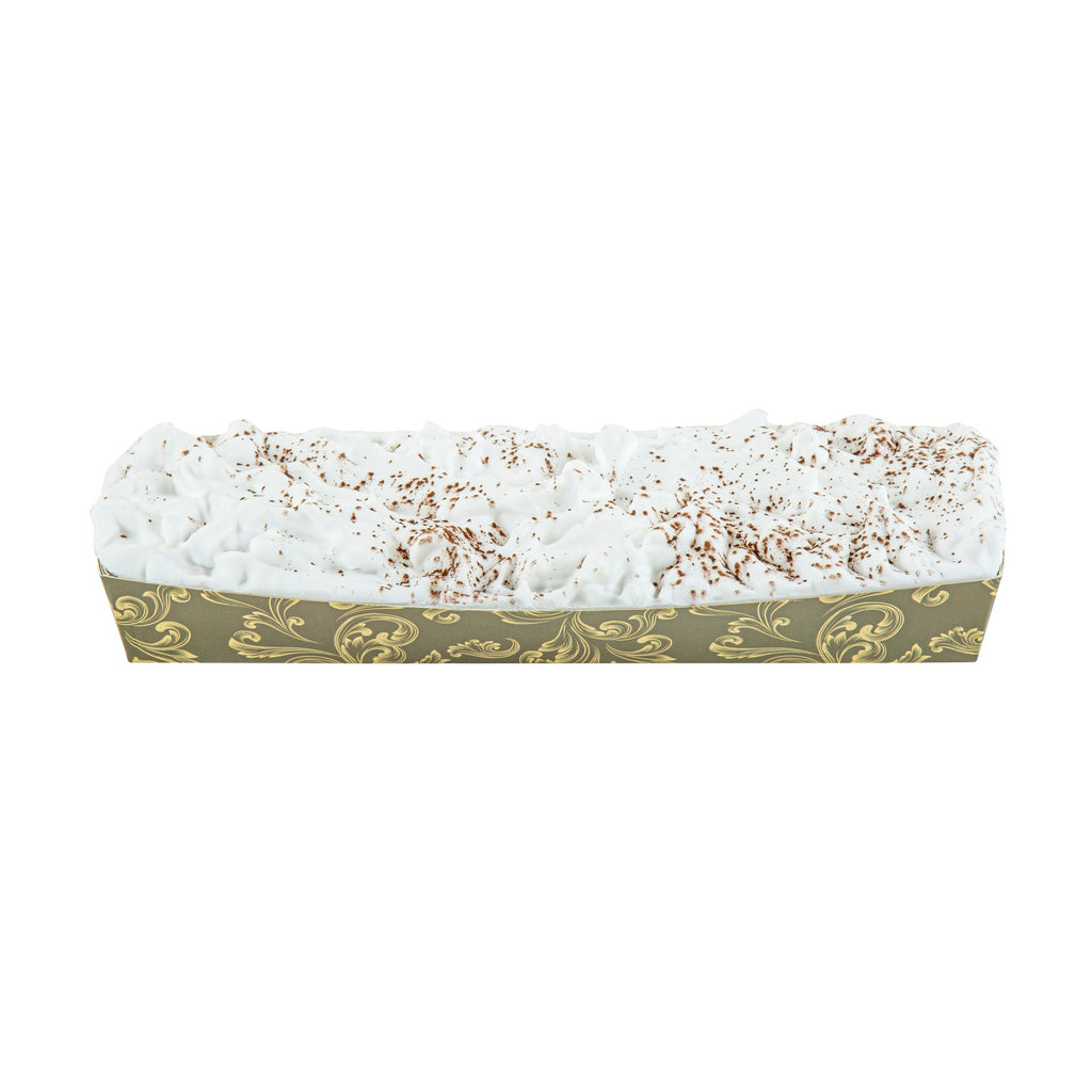 Bake Tek 13 oz Dark Green Vintage Floral Paper Baking Tray - Greaseproof - 10 3/4" x 3 1/4" x 1 1/2" - 100 count box