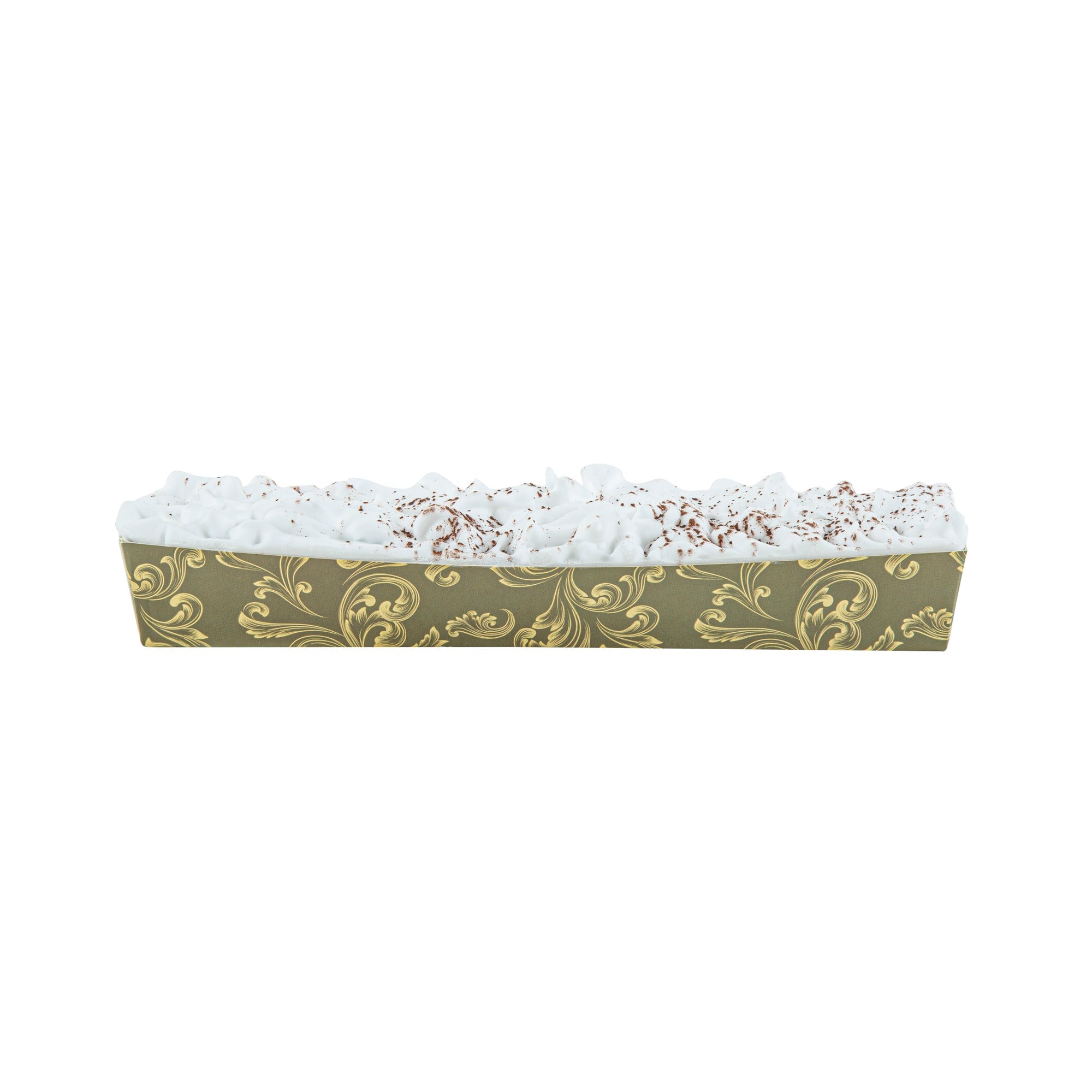 Bake Tek 13 oz Dark Green Vintage Floral Paper Baking Tray - Greaseproof - 10 3/4" x 3 1/4" x 1 1/2" - 100 count box