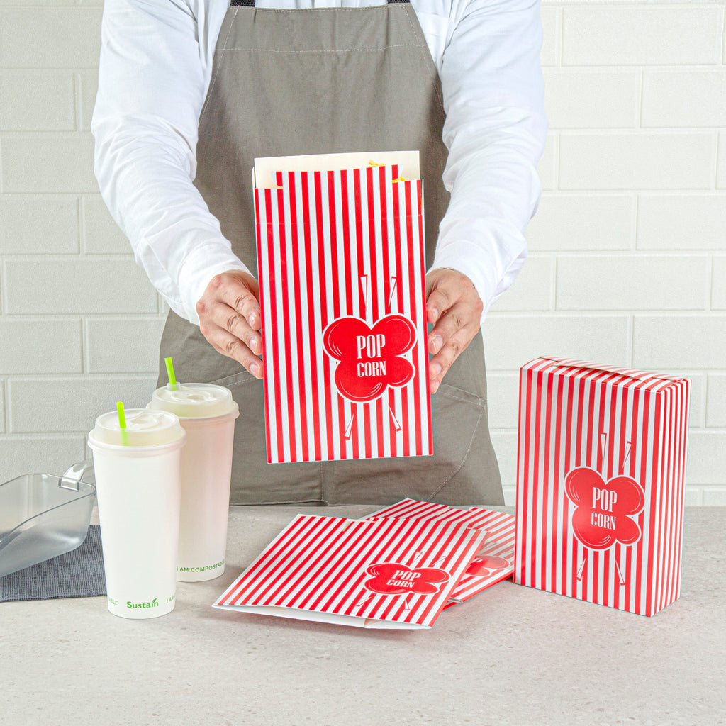 Bio Tek 2.3 oz Red Paper Popcorn Box - 5 3/4" x 2 1/2" x 8 1/2" - 400 count box