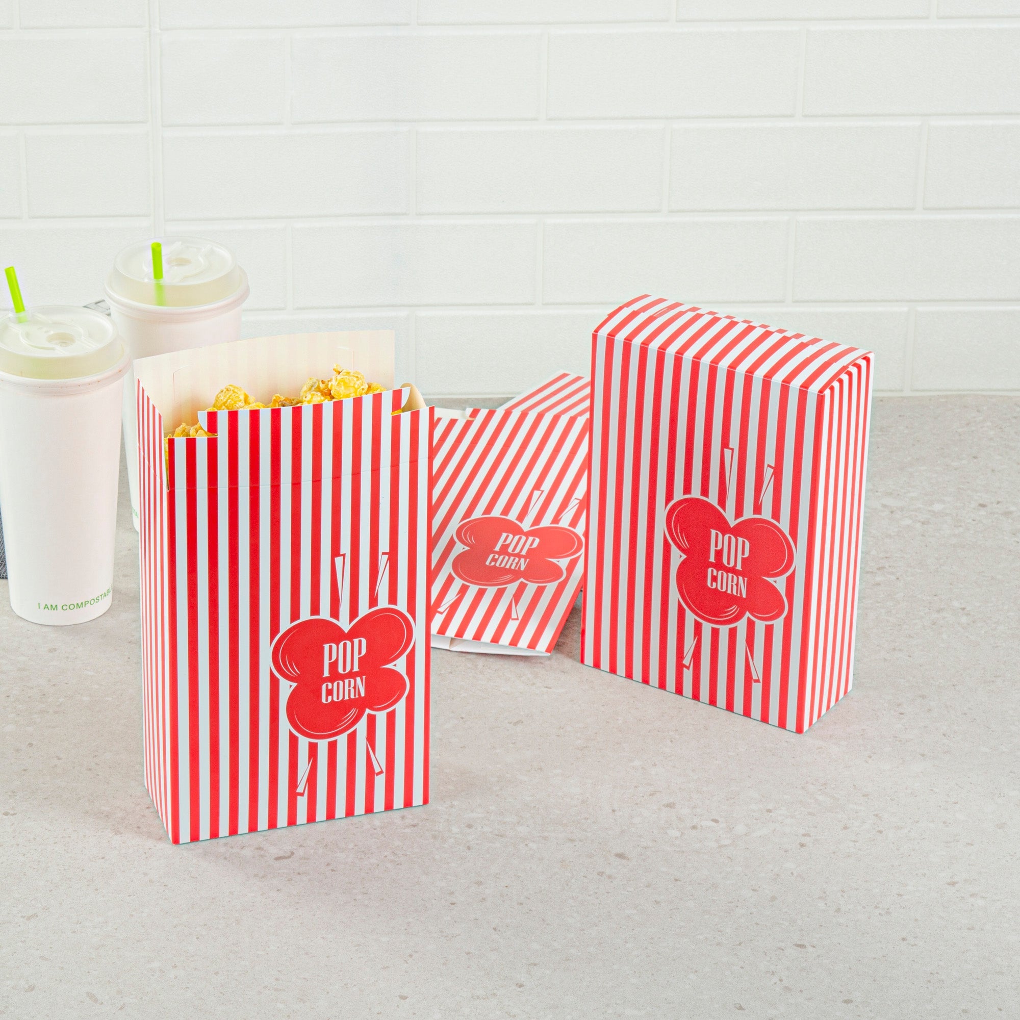 Bio Tek 2.3 oz Red Paper Popcorn Box - 5 3/4" x 2 1/2" x 8 1/2" - 400 count box