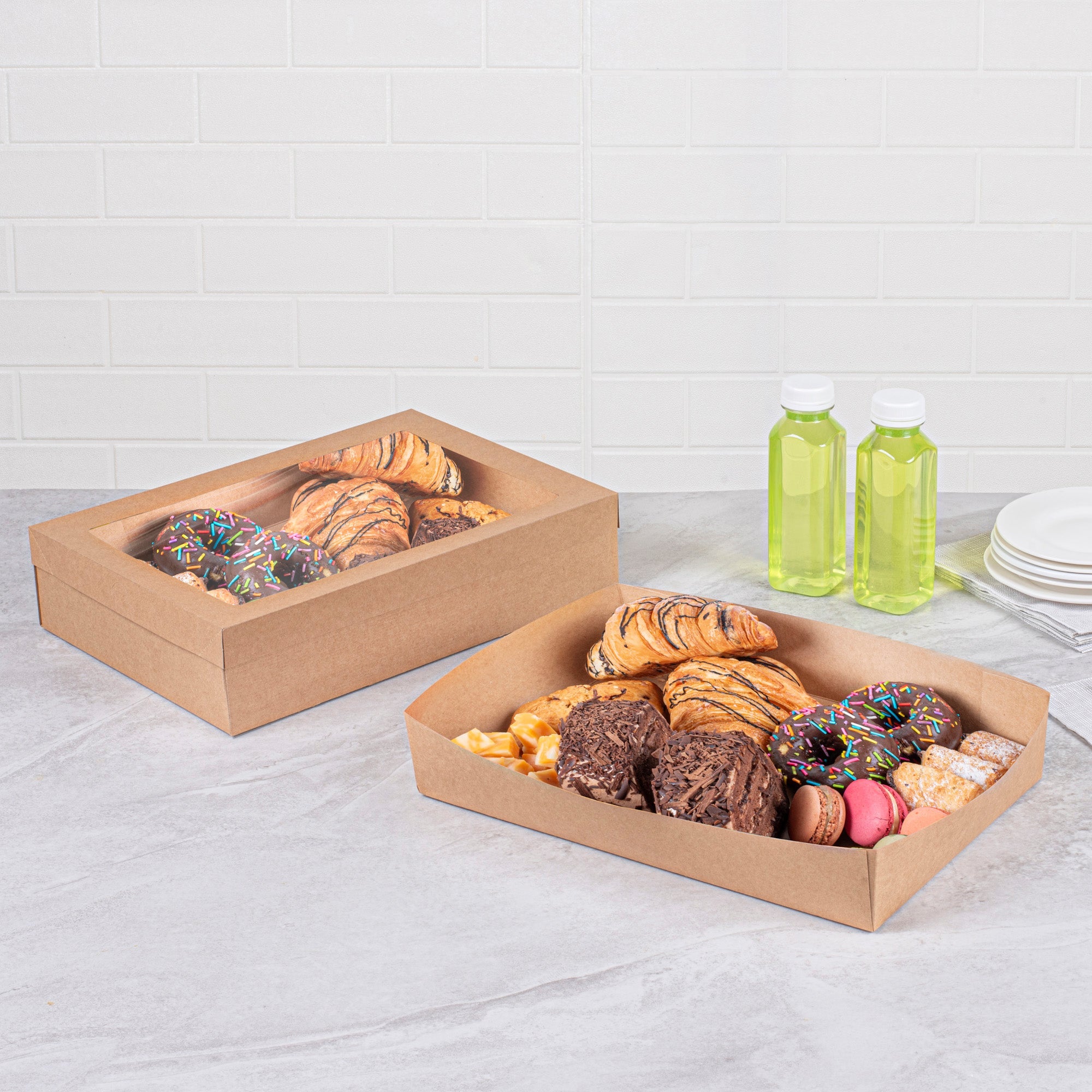 Cater Tek Kraft Paper Insert - Fits Rectangle Catering Box - 13 1/2" x 9 1/4" x 2 1/2" - 10 count box