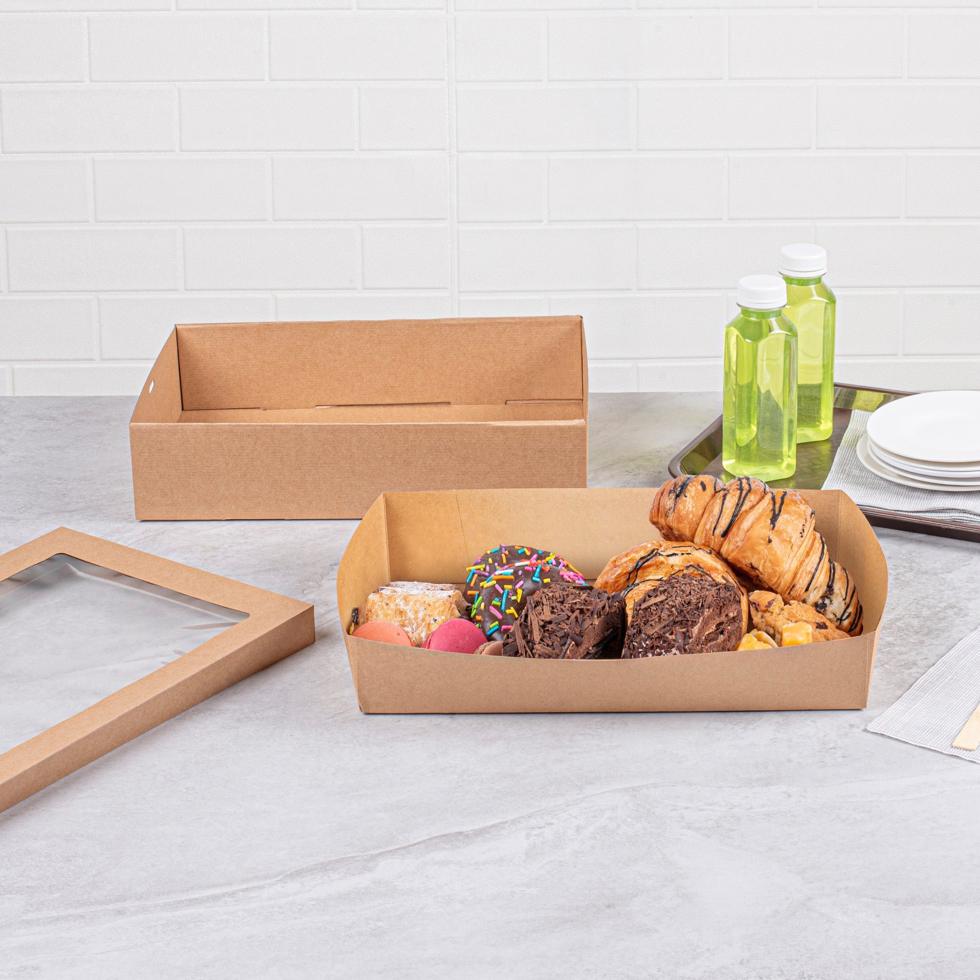 Cater Tek Kraft Paper Insert - Fits Rectangle Catering Box - 13 1/2" x 9 1/4" x 2 1/2" - 100 count box