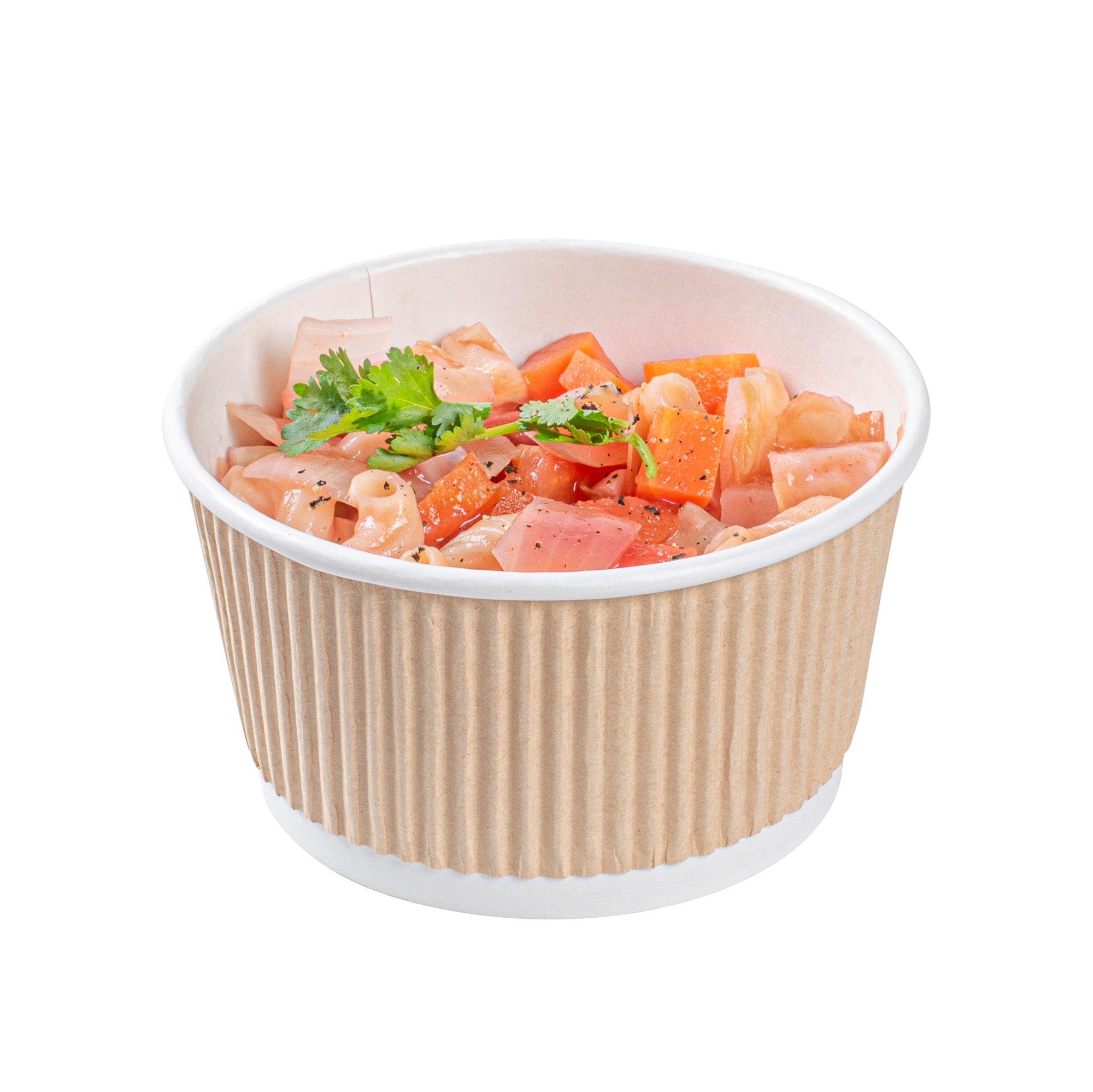 Bio Tek 12 oz Round Kraft PE Lined Paper Soup Container - Ripple Wall - 3 1/2" x 3 1/2" x 2 1/4" - 200 count box