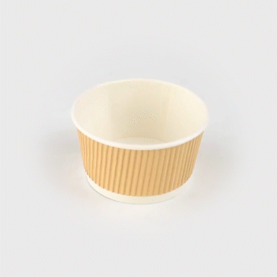 Bio Tek 12 oz Round Kraft PE Lined Paper Soup Container - Ripple Wall - 3 1/2" x 3 1/2" x 2 1/4" - 200 count box