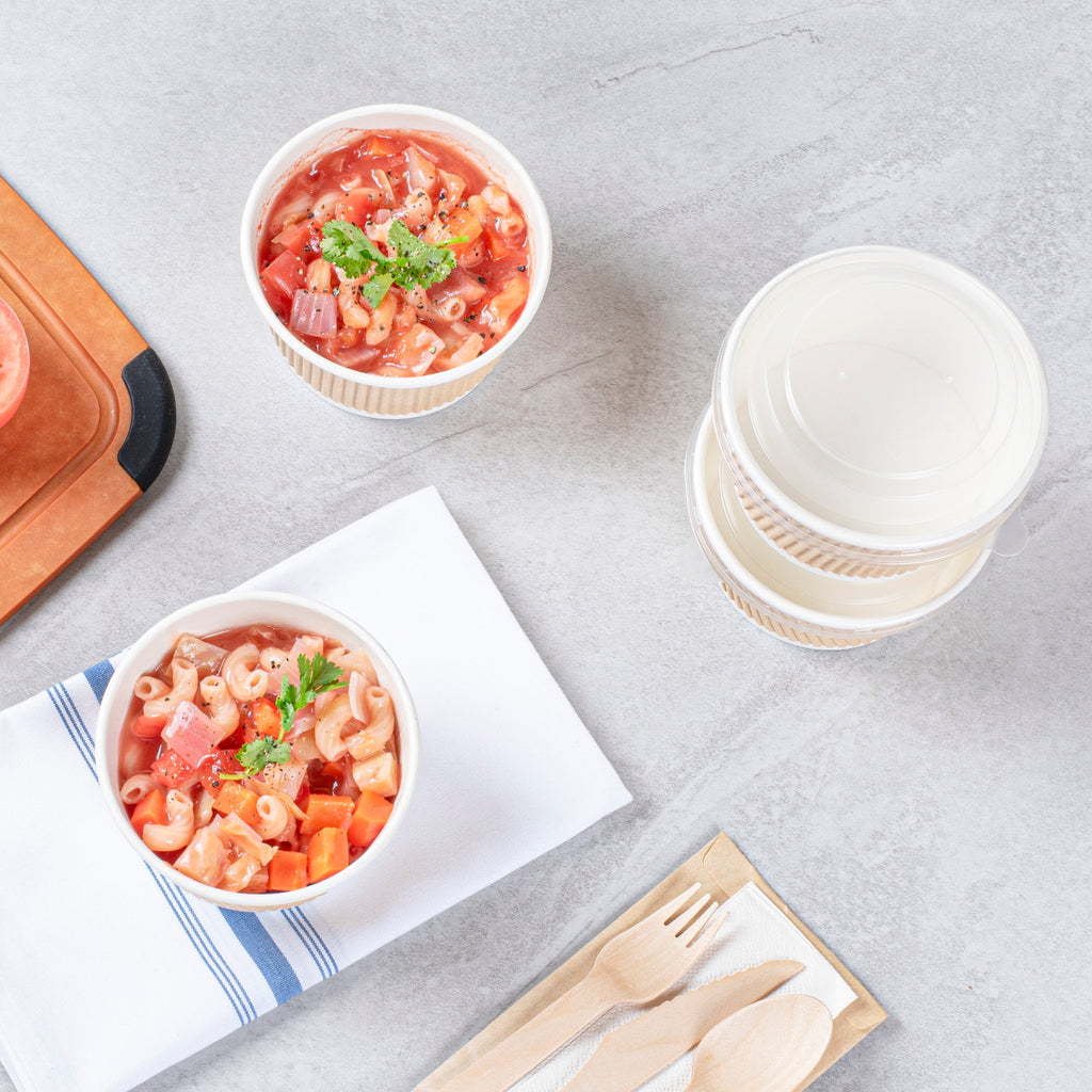 Bio Tek 12 oz Round Kraft PE Lined Paper Soup Container - Ripple Wall - 3 1/2" x 3 1/2" x 2 1/4" - 200 count box