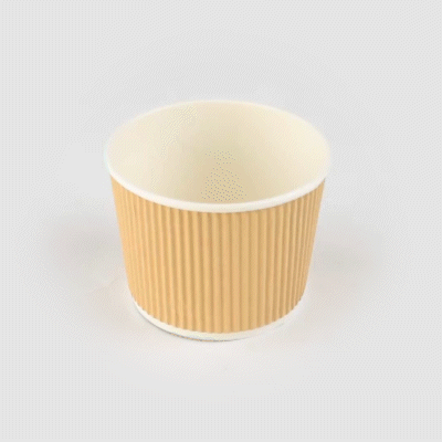 Bio Tek 18 oz Round Kraft PE Lined Paper Soup Container - Ripple Wall - 3 1/2" x 3 1/2" x 3 1/4" - 25 count box