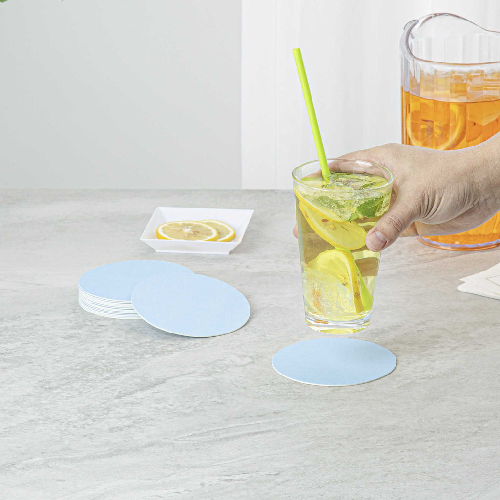 Bar Lux Round Blue Paper Coaster - 4" - 100 count box
