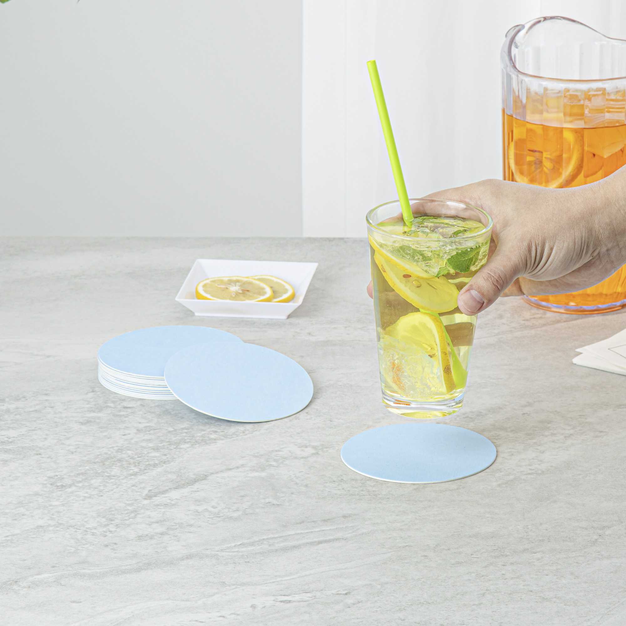 Bar Lux Round Blue Paper Coaster - 4" - 100 count box