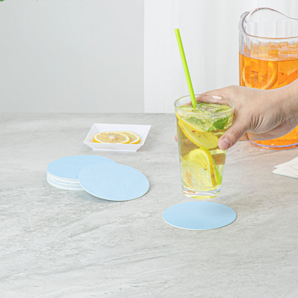 Bar Lux Round Blue Paper Coaster - 4" - 1000 count box