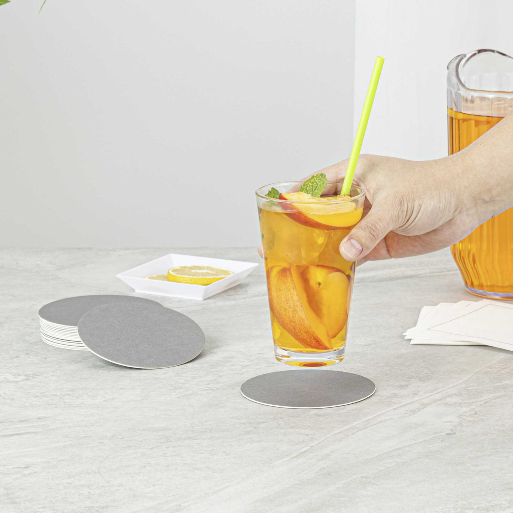 Bar Lux Round Gray Paper Coaster - 4" - 100 count box