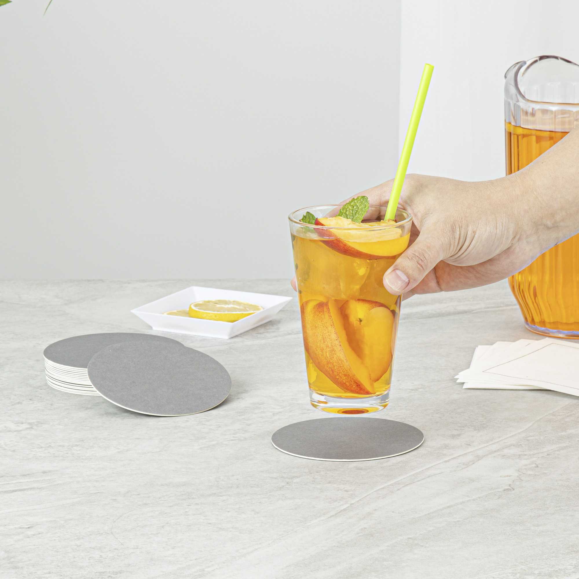 Bar Lux Round Gray Paper Coaster - 4" - 100 count box
