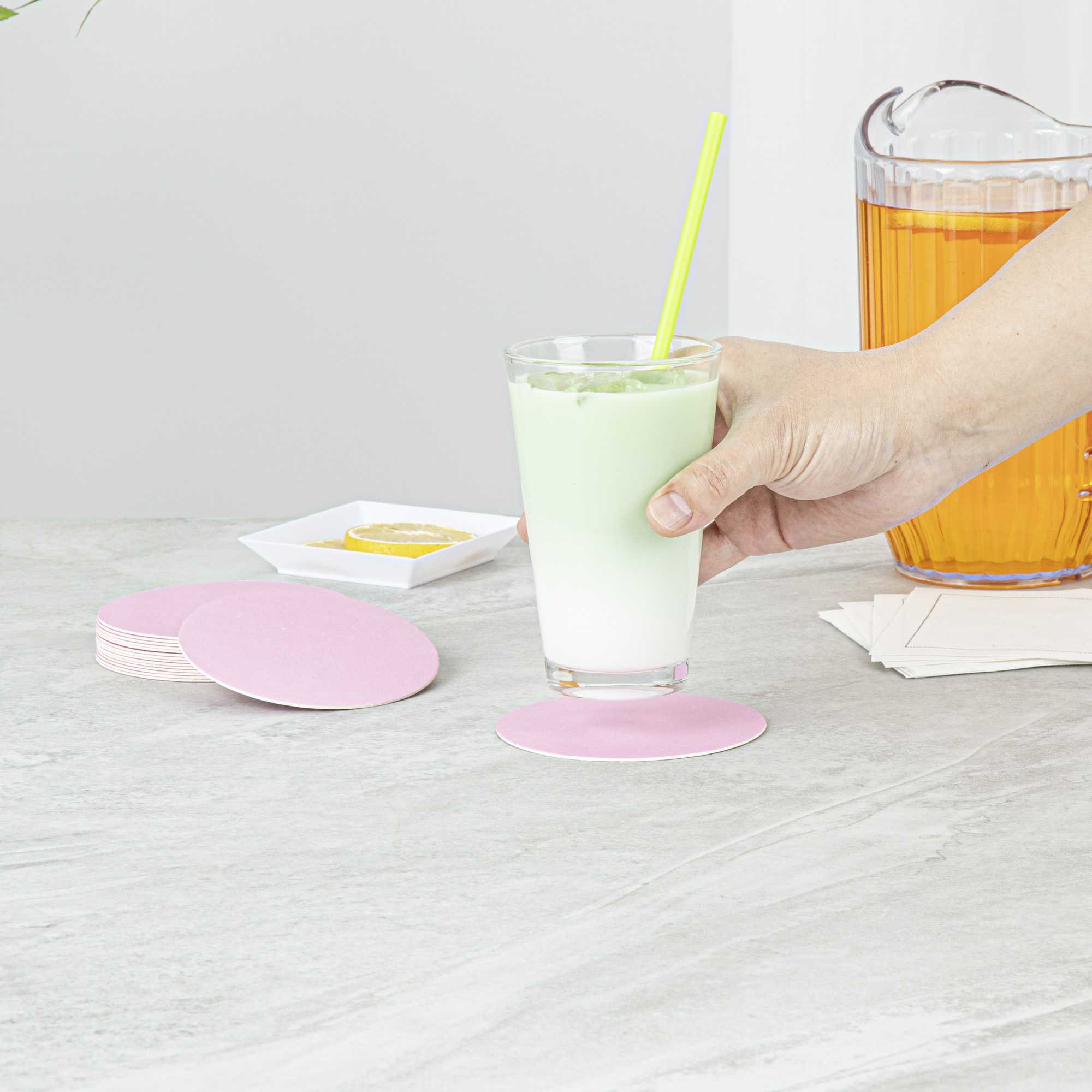 Bar Lux Round Pink Paper Coaster - 4" - 100 count box