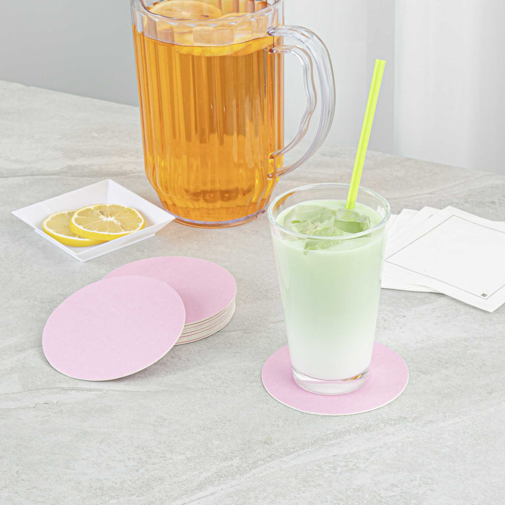 Bar Lux Round Pink Paper Coaster - 4" - 100 count box