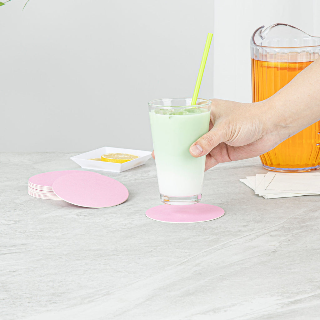 Bar Lux Round Pink Paper Coaster - 4" - 1000 count box