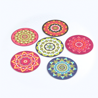 Bar Lux Round Floral Paper Coaster - 6 Assorted Designs - 3 1/2" - 480 count box