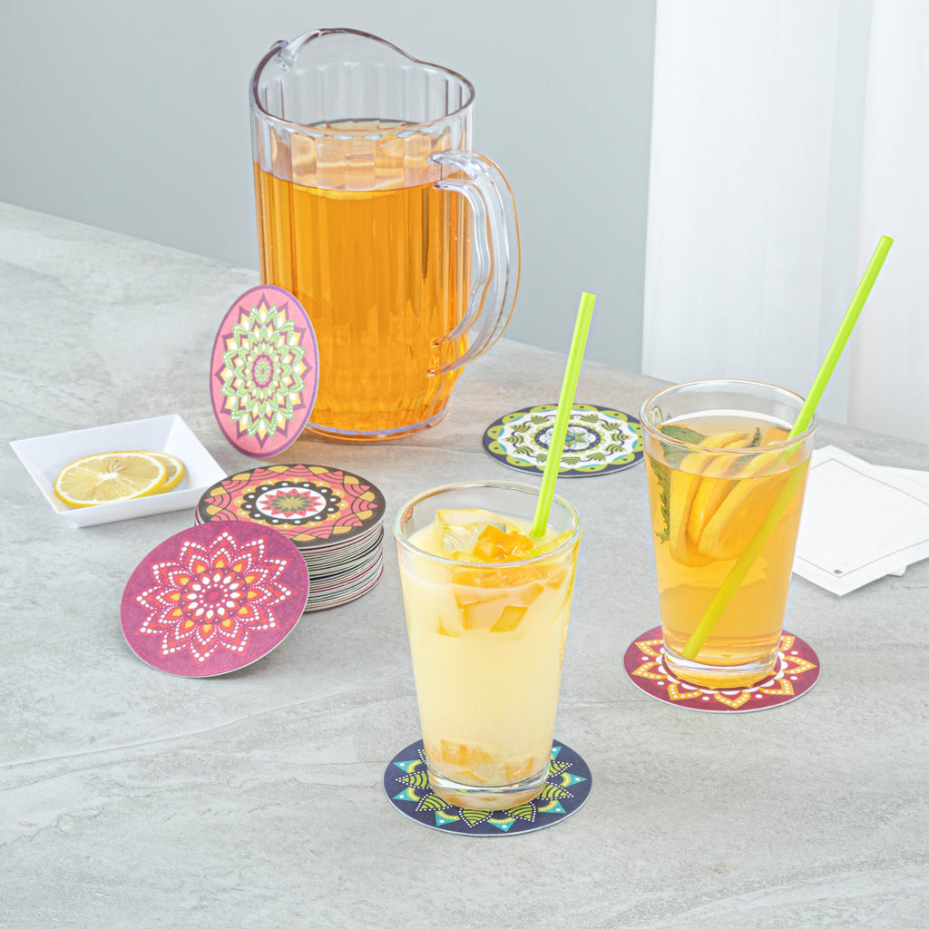 Bar Lux Round Floral Paper Coaster - 6 Assorted Designs - 3 1/2" - 480 count box