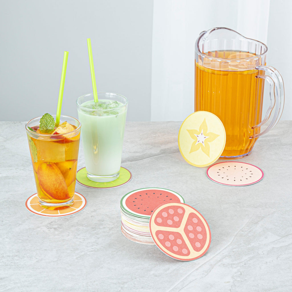 Bar Lux Round Fruit Paper Coaster - 6 Assorted Designs - 3 1/2" - 48 count box