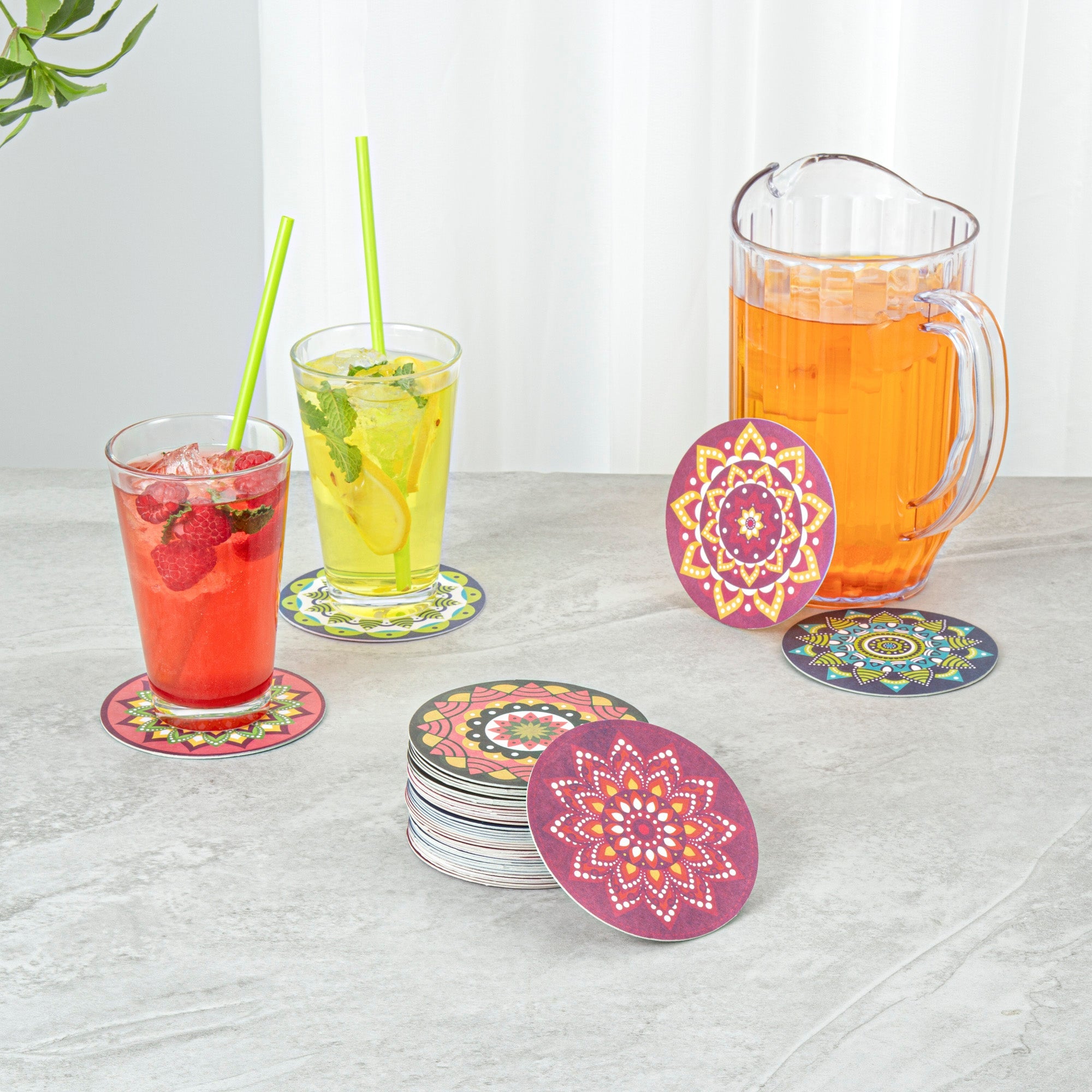 Bar Lux Round Floral Paper Coaster - 6 Assorted Designs - 4" - 480 count box