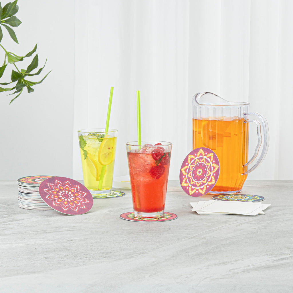 Bar Lux Round Floral Paper Coaster - 6 Assorted Designs - 4" - 480 count box