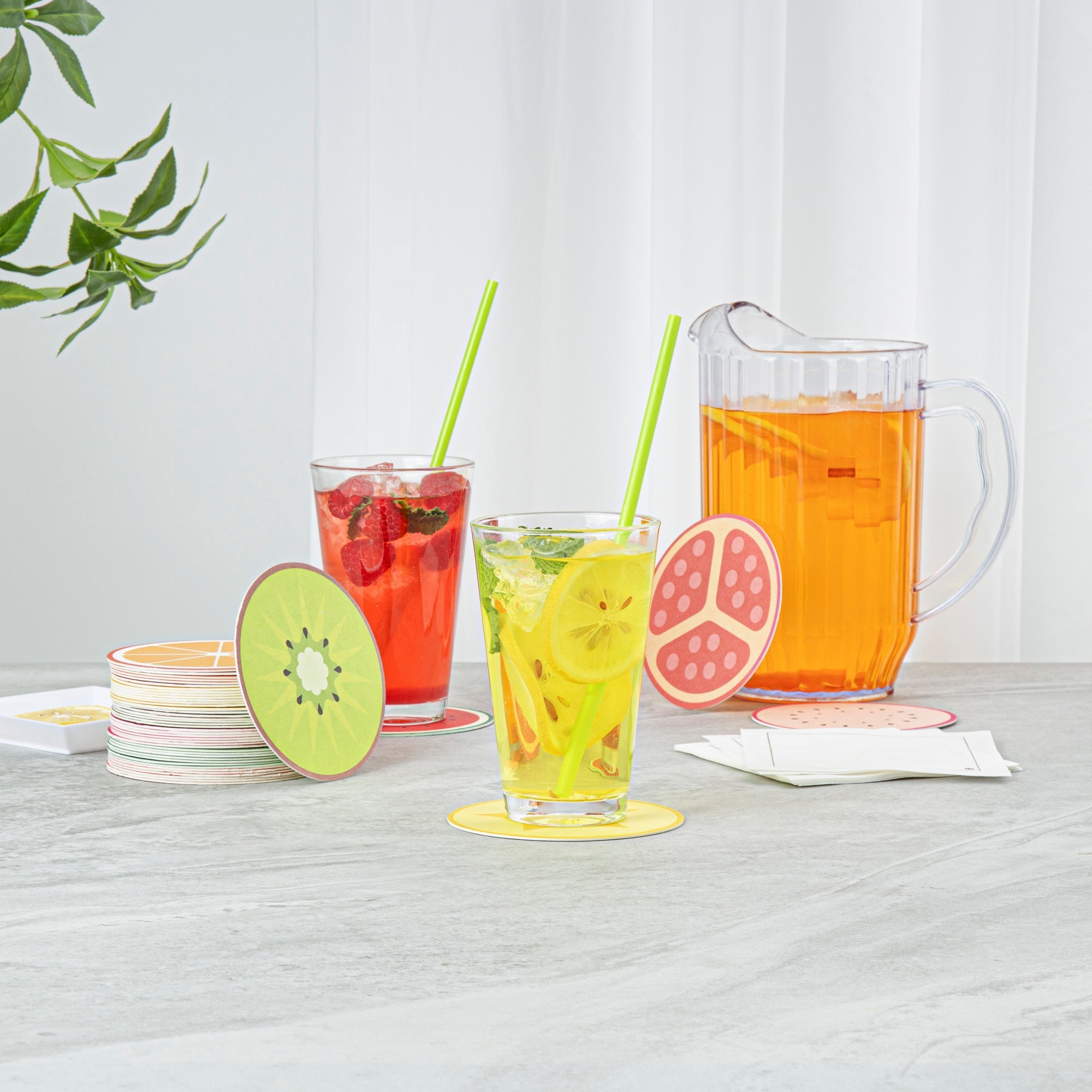 Bar Lux Round Fruit Paper Coaster - 6 Assorted Designs - 4" - 48 count box