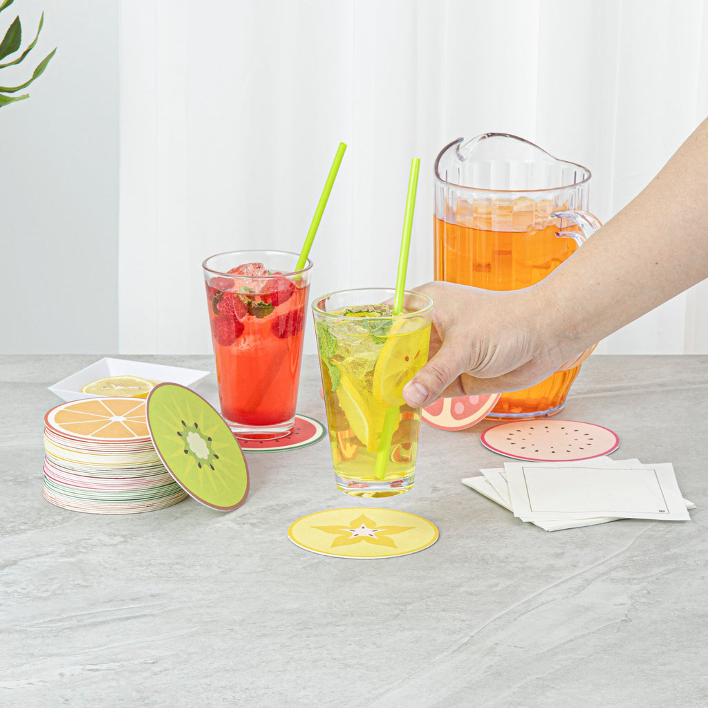 Bar Lux Round Fruit Paper Coaster - 6 Assorted Designs - 4" - 48 count box
