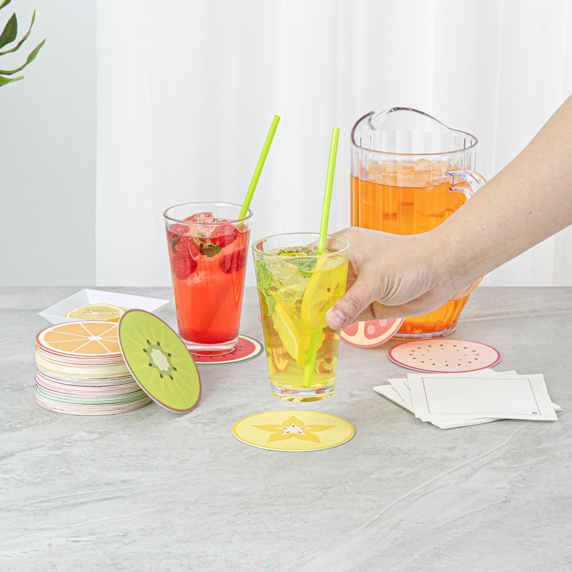 Bar Lux Round Fruit Paper Coaster - 6 Assorted Designs - 4" - 480 count box