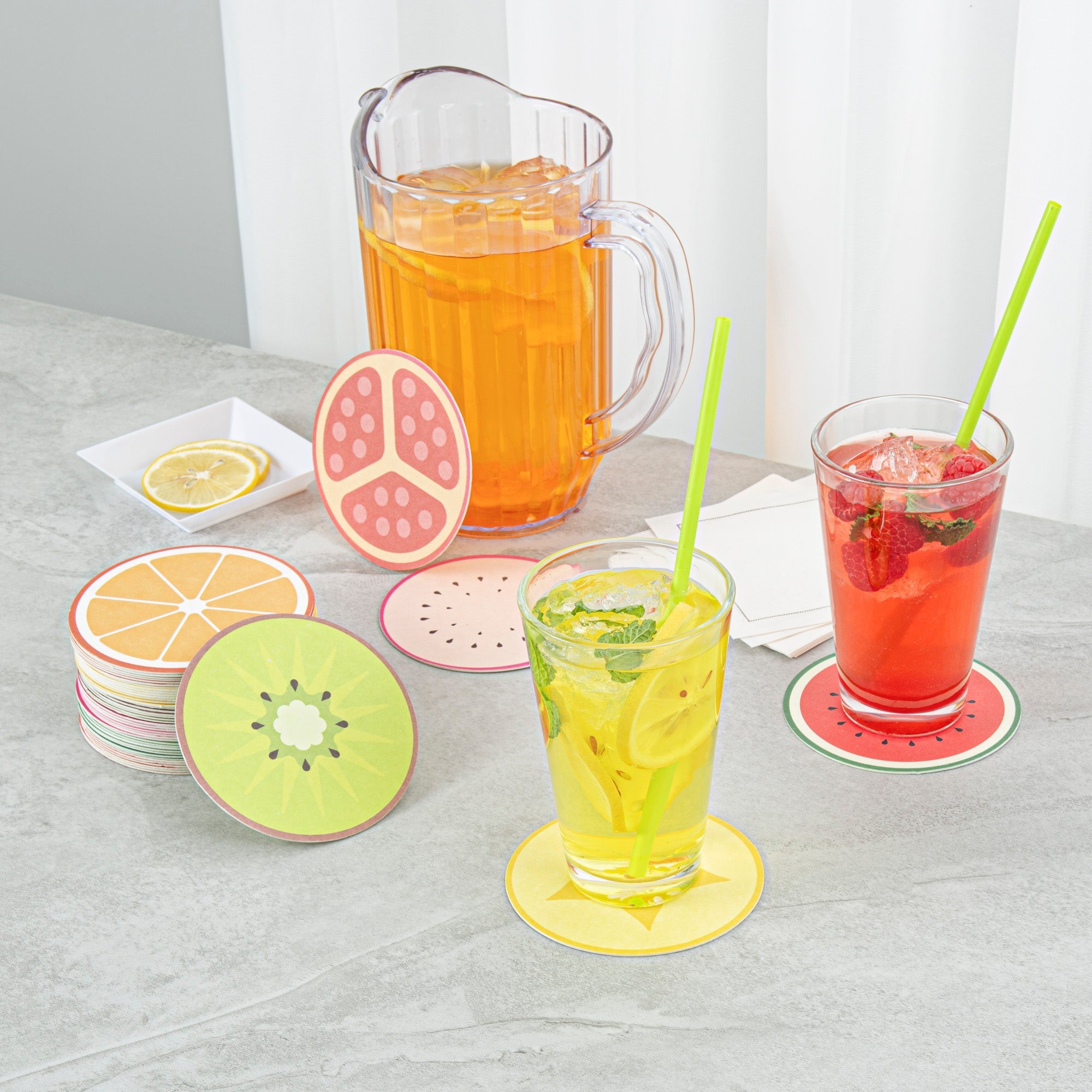 Bar Lux Round Fruit Paper Coaster - 6 Assorted Designs - 4" - 480 count box