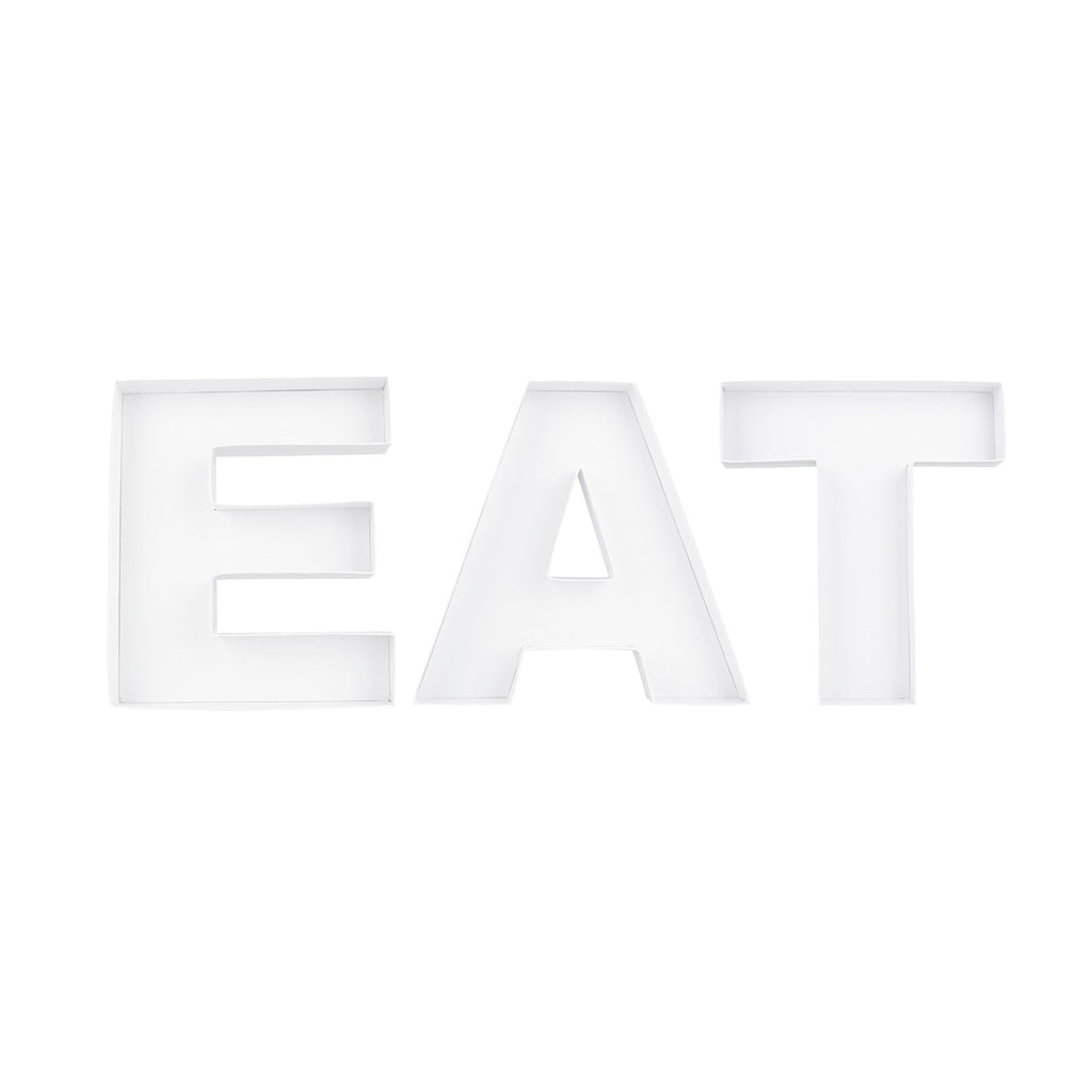Chef 101 White Paper Charcuterie Fillable EAT Letter Trays - 12 1/2" x 12" x 4 3/4" - 1 count box