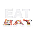 Chef 101 White Paper Charcuterie Fillable EAT Letter Trays - 12 1/2" x 12" x 4 3/4" - 1 count box