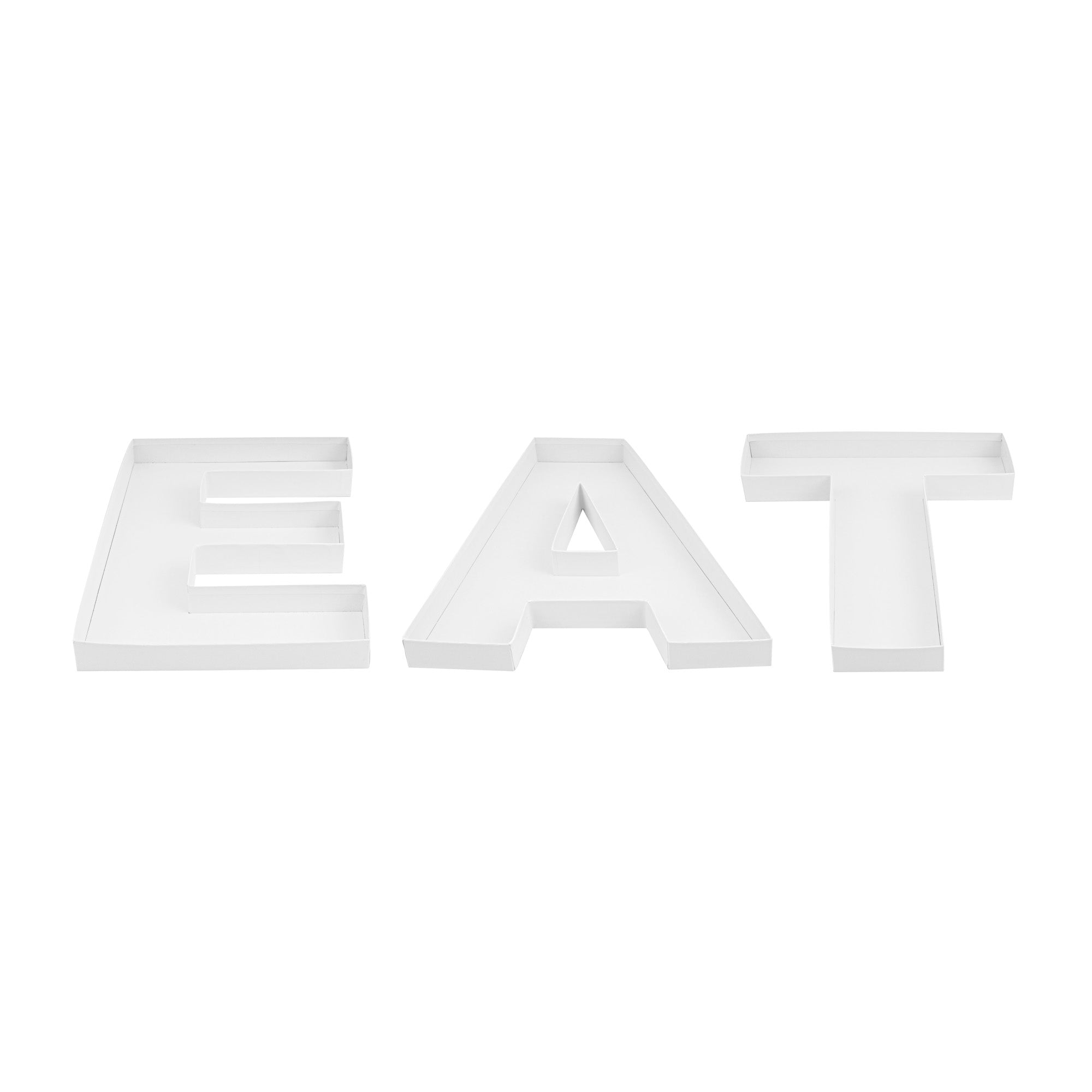 Chef 101 White Paper Charcuterie Fillable EAT Letter Trays - 12 1/2" x 12" x 4 3/4" - 1 count box