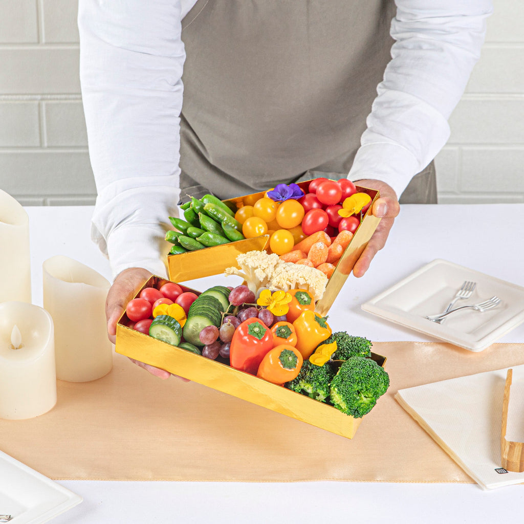 Chef 101 Gold Paper Charcuterie Fillable Number 1 Tray - 12" x 10" x 1 1/2" - 1 count box