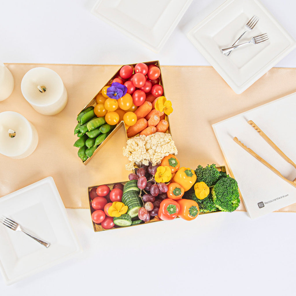 Chef 101 Gold Paper Charcuterie Fillable Number 1 Tray - 12" x 10" x 1 1/2" - 1 count box