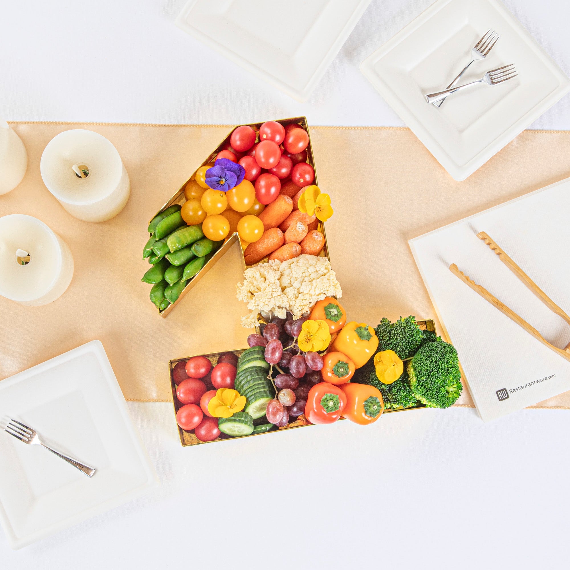 Chef 101 Gold Paper Charcuterie Fillable Number 1 Tray - 12" x 10" x 1 1/2" - 1 count box