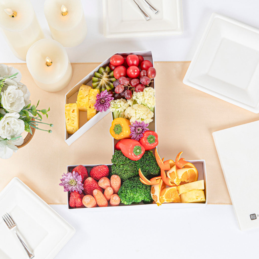 Chef 101 White Paper Charcuterie Fillable Number 1 Tray - 12" x 10" x 1 1/2" - 1 count box