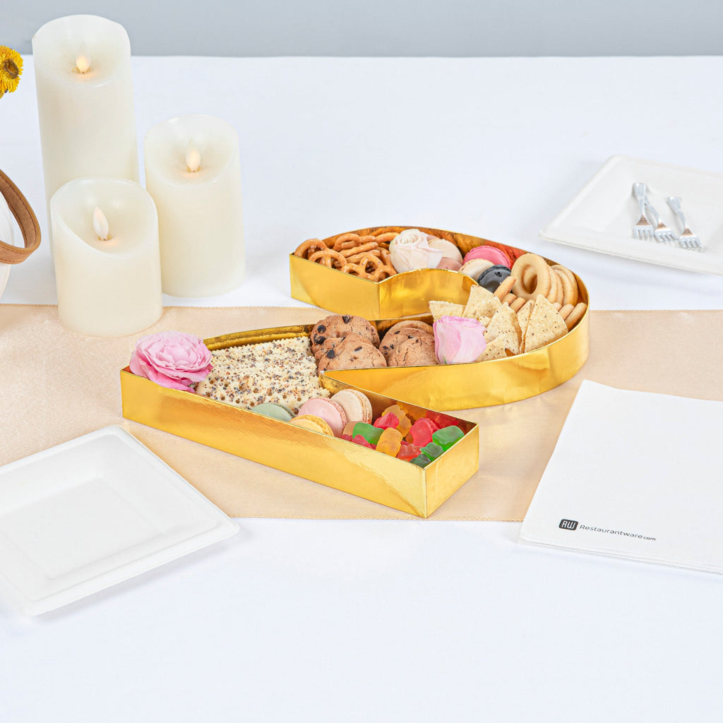 Chef 101 Gold Paper Charcuterie Fillable Number 2 Tray - 12" x 10" x 1 1/2" - 1 count box