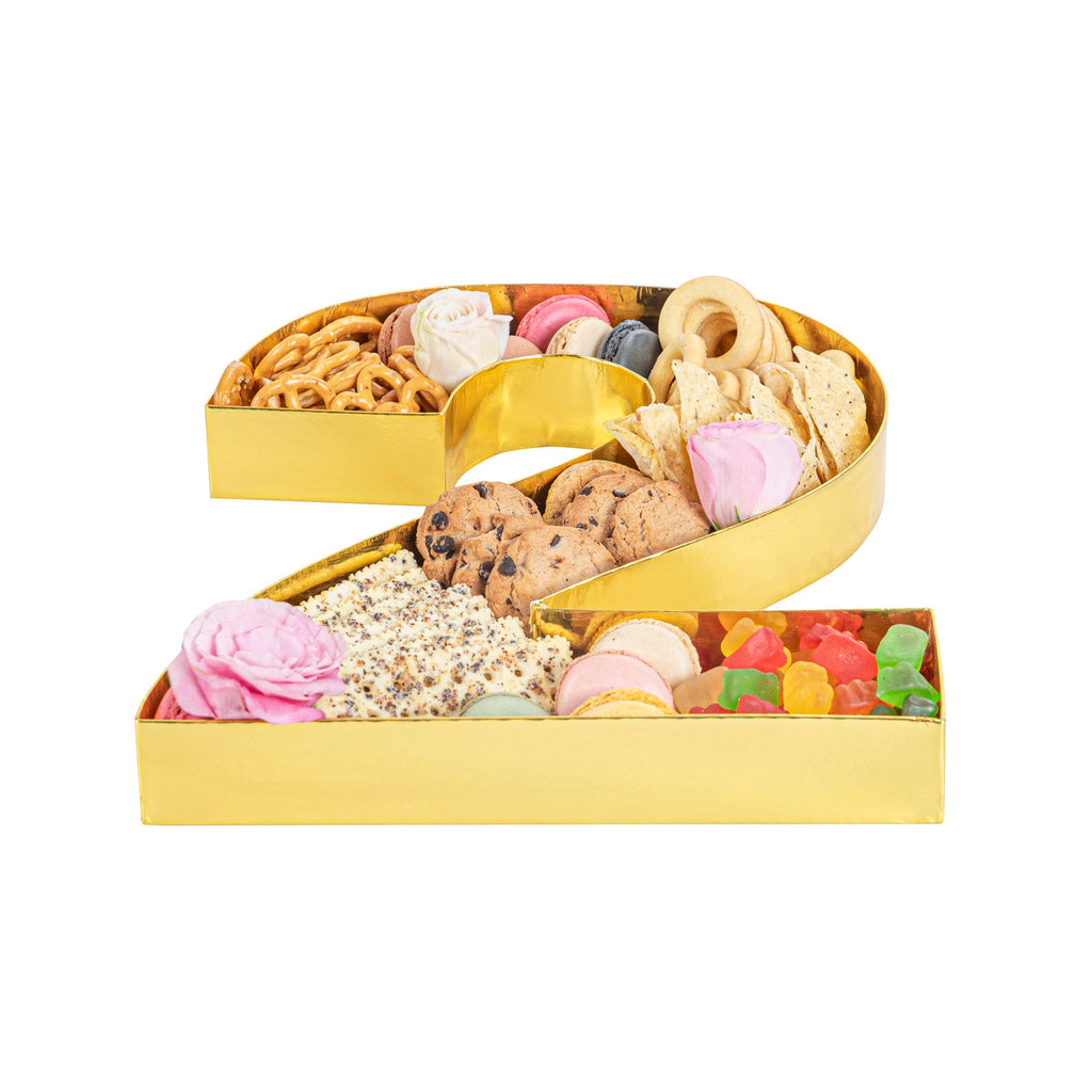 Chef 101 Gold Paper Charcuterie Fillable Number 2 Tray - 12" x 10" x 1 1/2" - 1 count box