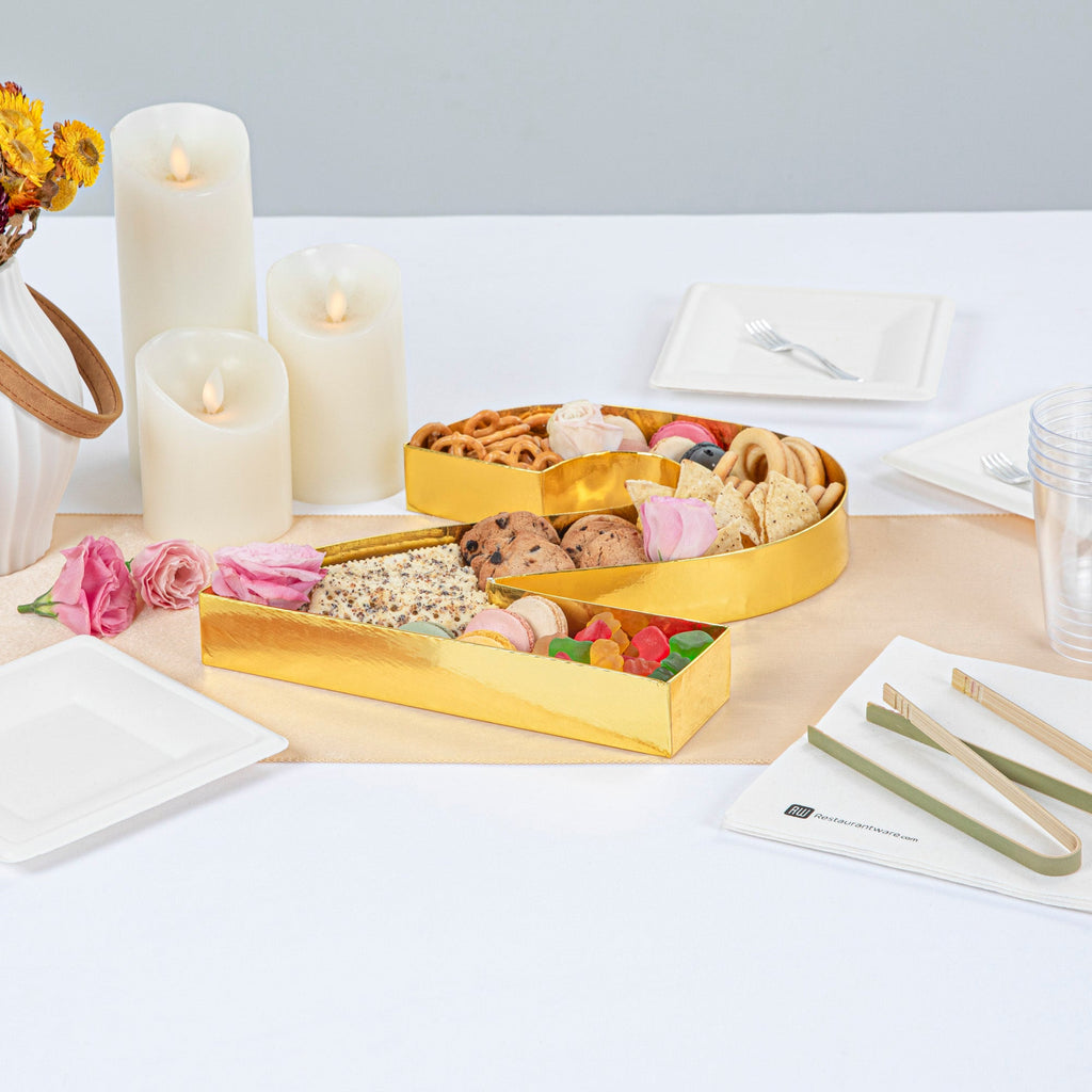 Chef 101 Gold Paper Charcuterie Fillable Number 2 Tray - 12" x 10" x 1 1/2" - 1 count box