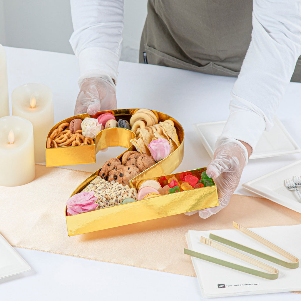 Chef 101 Gold Paper Charcuterie Fillable Number 2 Tray - 12" x 10" x 1 1/2" - 1 count box