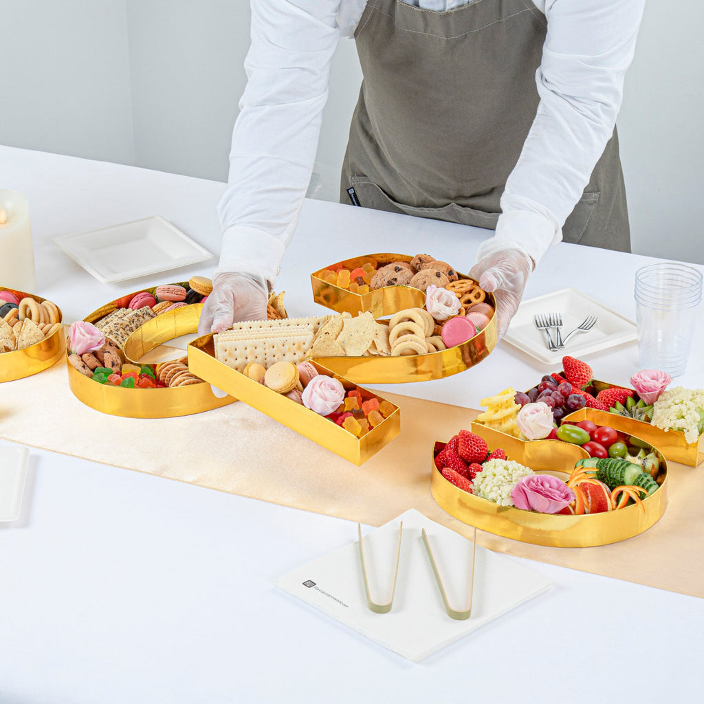 Chef 101 Gold Paper Charcuterie Fillable Number 2 Tray - 12" x 10" x 1 1/2" - 1 count box