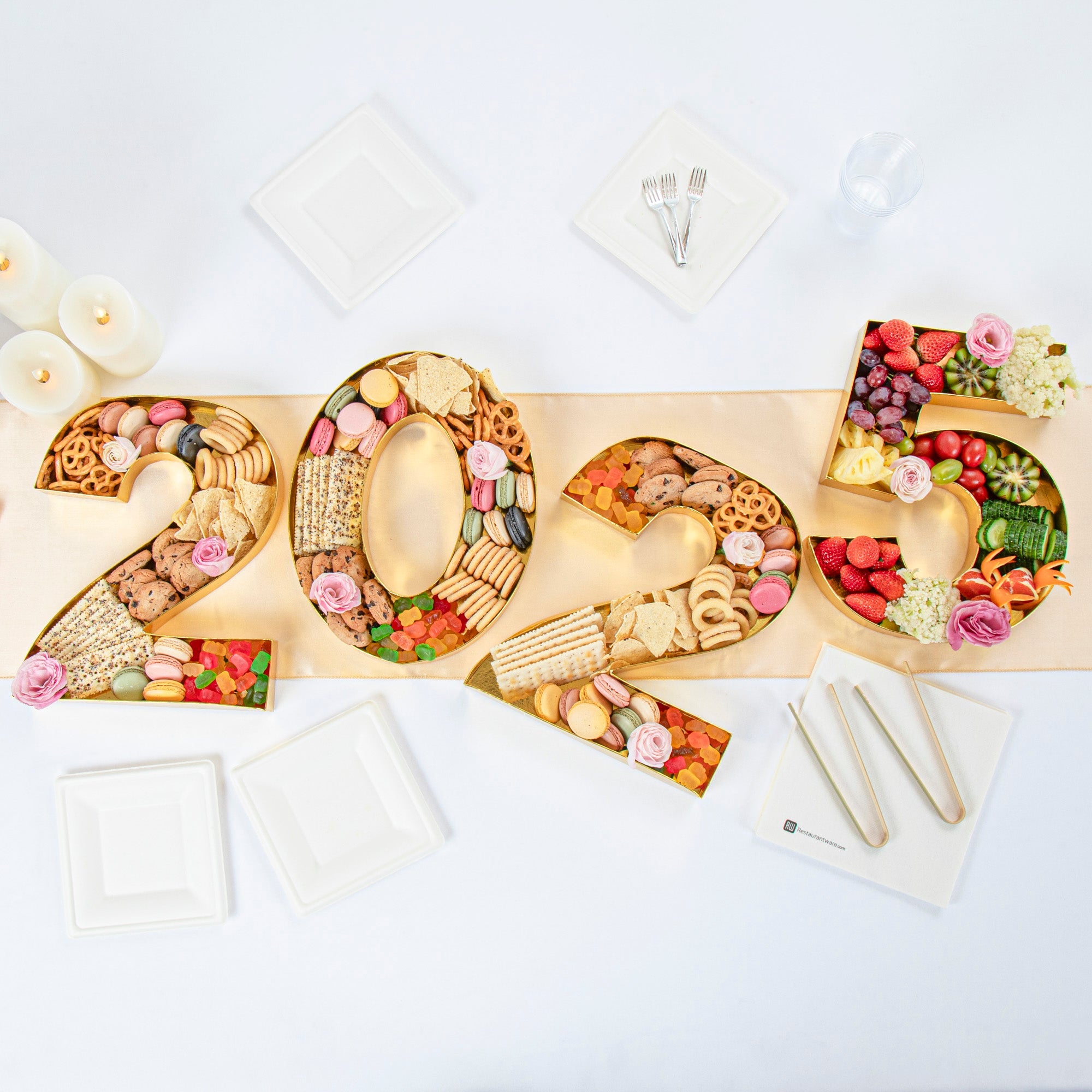 Chef 101 Gold Paper Charcuterie Fillable Number 2 Tray - 12" x 10" x 1 1/2" - 1 count box