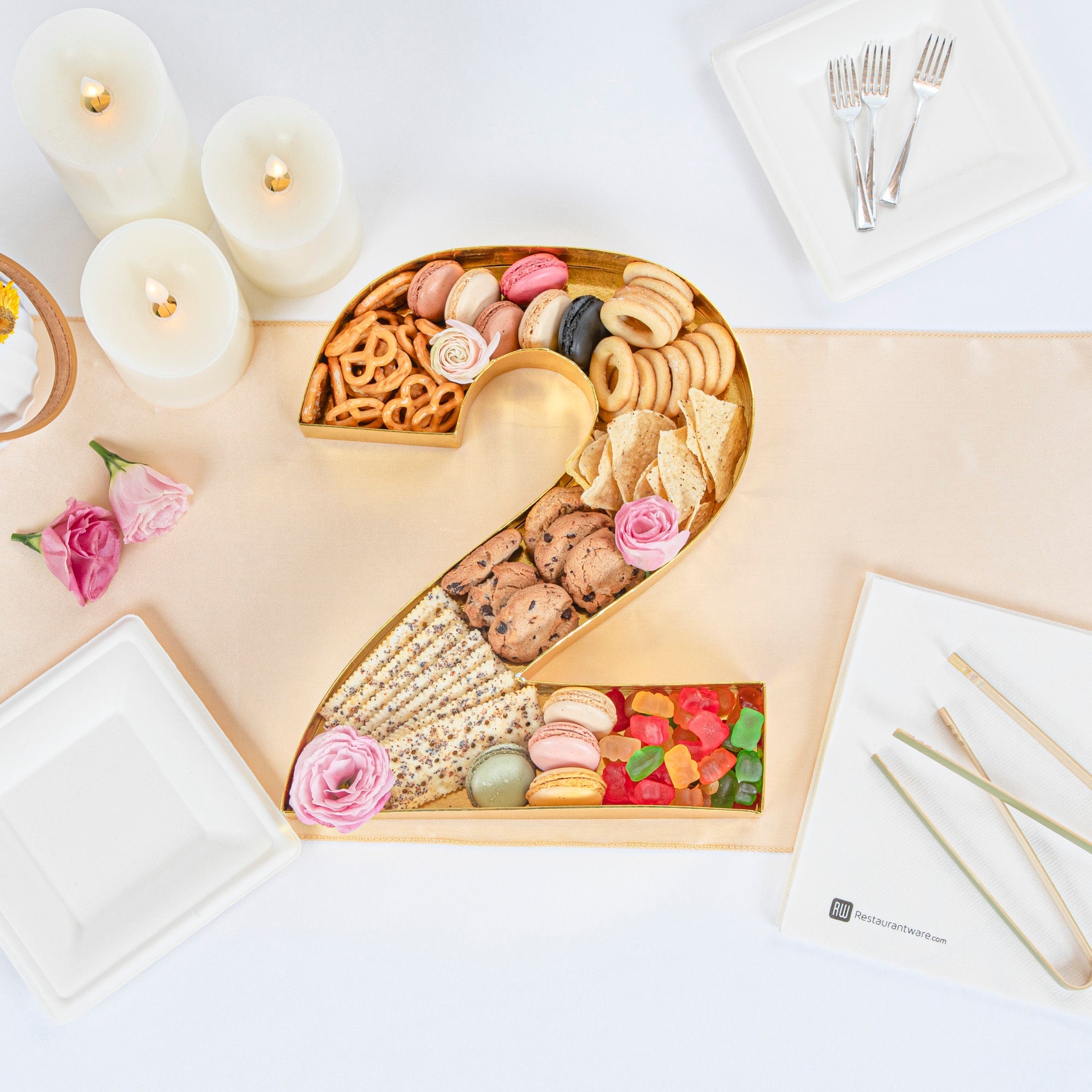 Chef 101 Gold Paper Charcuterie Fillable Number 2 Tray - 12" x 10" x 1 1/2" - 1 count box
