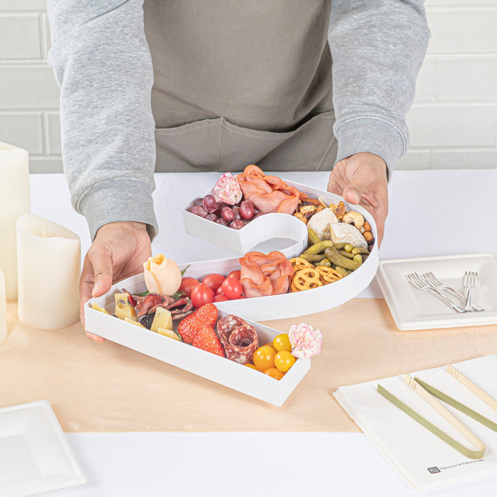 Chef 101 White Paper Charcuterie Fillable Number 2 Tray - 12" x 10" x 1 1/2" - 1 count box