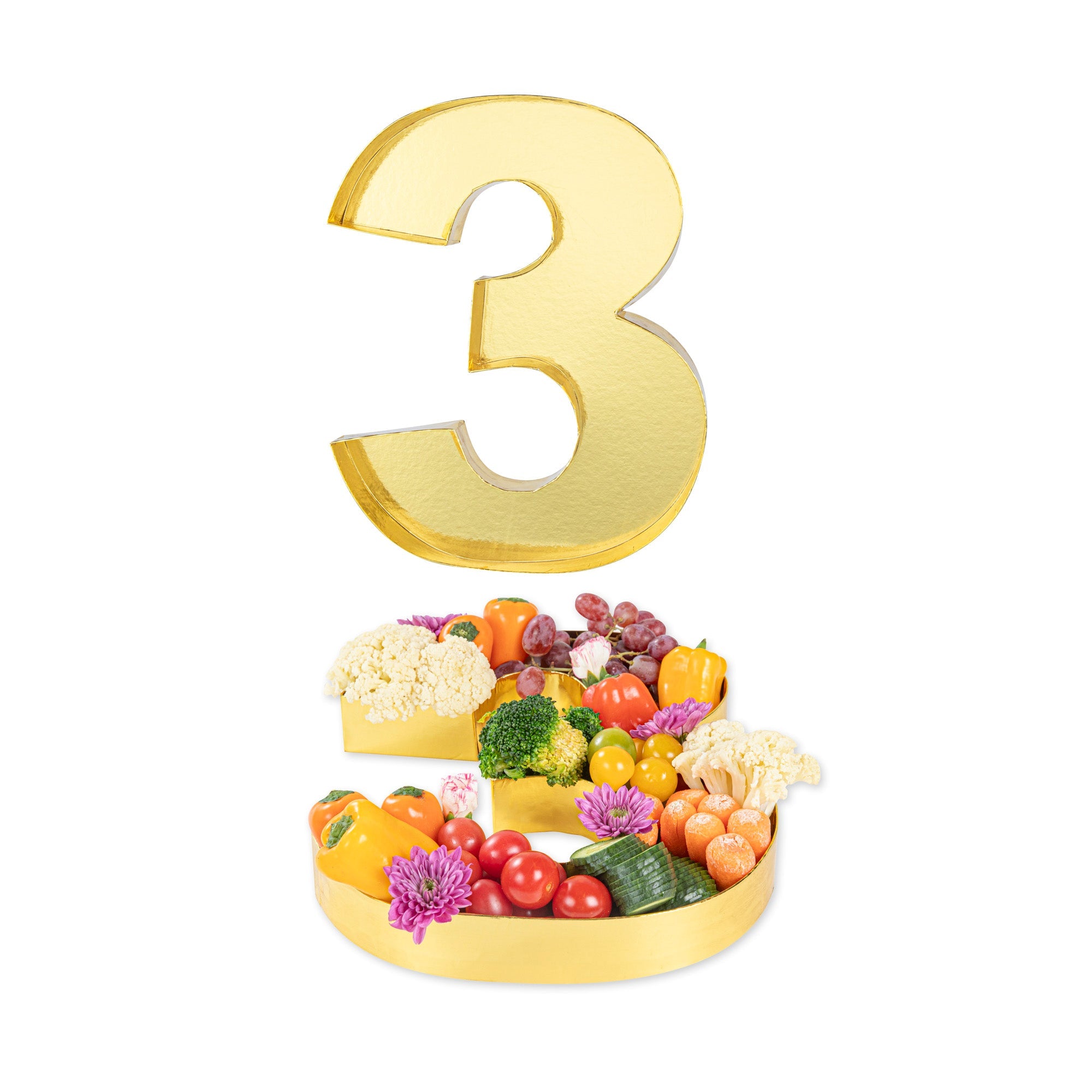 Chef 101 Gold Paper Charcuterie Fillable Number 3 - 12" x 10" x 1 1/2" - 1 count box
